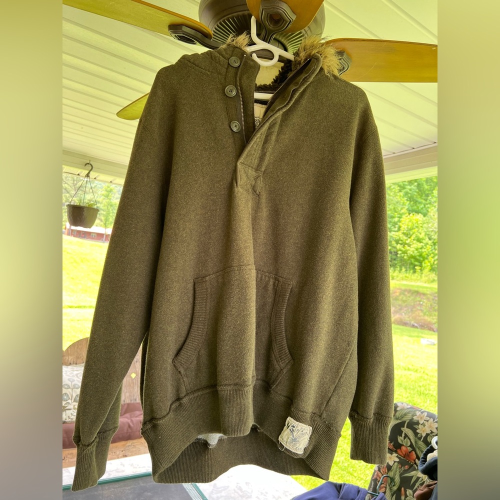 American Eagle Outfitters Fleece-Lined Hoodie Men’s Sz XXL button zip top